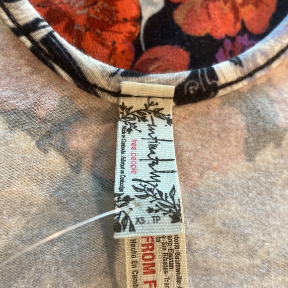 FREE PEOPLE NWT bodysuit in multi colored black with florals - Picture 6 of 10